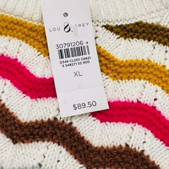 Lou & Grey LOFT Zig Zag Striped Textured Sweater NWT XL MSRP $90 Preppy SOFT - Picture 14 of 14